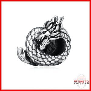 925 Sterling Silver Dragon Charm 17x13mm Jewelry Gift for Bracelet Necklace